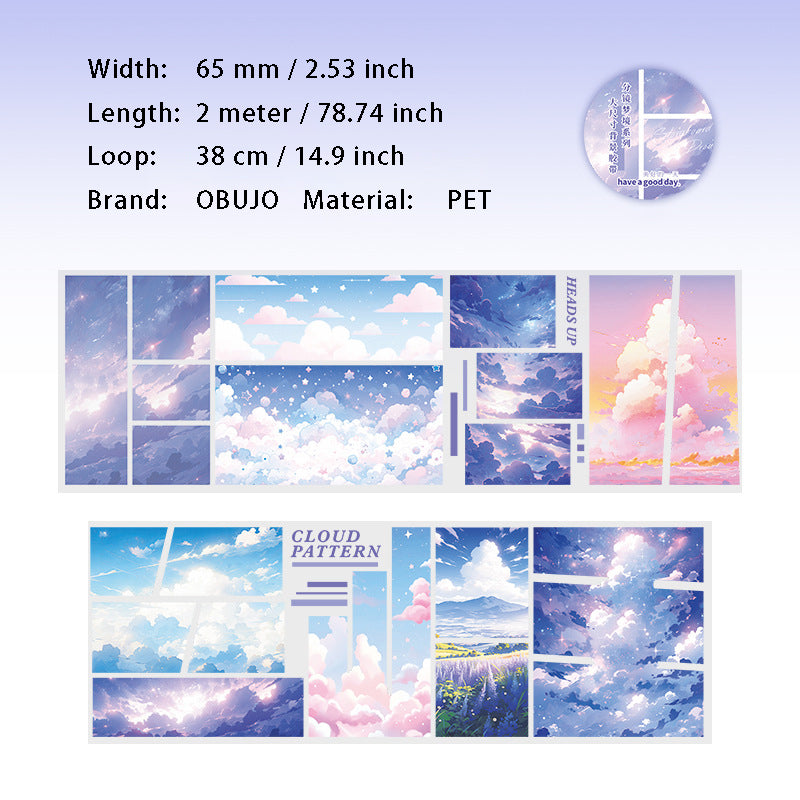 1 Roll Natural Landscape PET Stickers Tape FJMJ