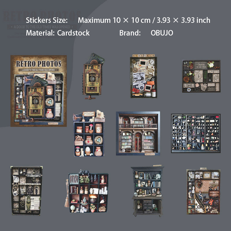 10 Pcs Vintage Shelf Journal Stickers FGJY