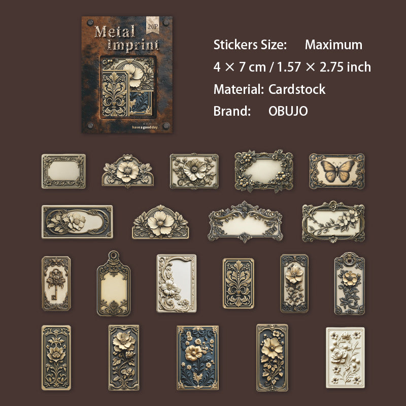 20 Pcs Metal Tag Theme Cardstock Stickers JSYJ