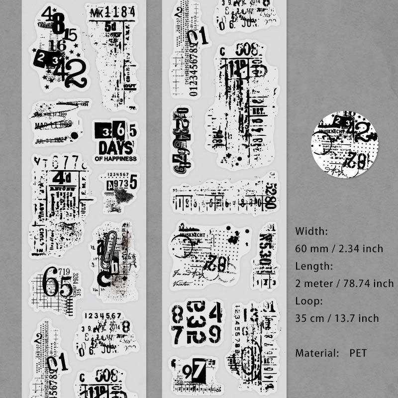 1 Roll Vintage PET Stickers Tape BDJS