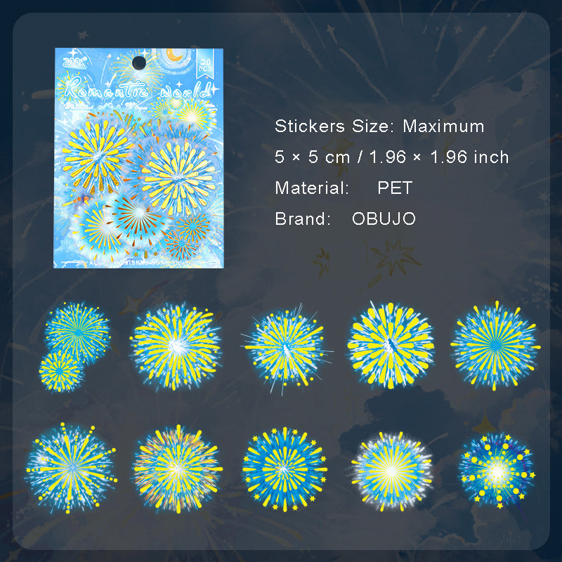 20 Pcs Firework PET Stickers YGYY