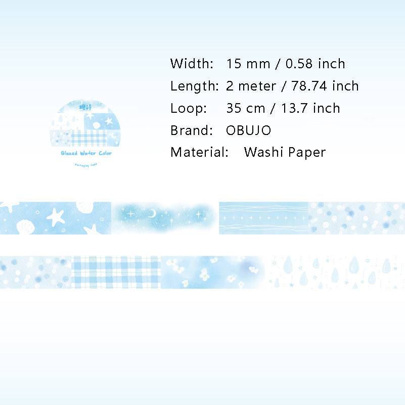 1 Roll Watercolor Grid Washi Tape SSZM