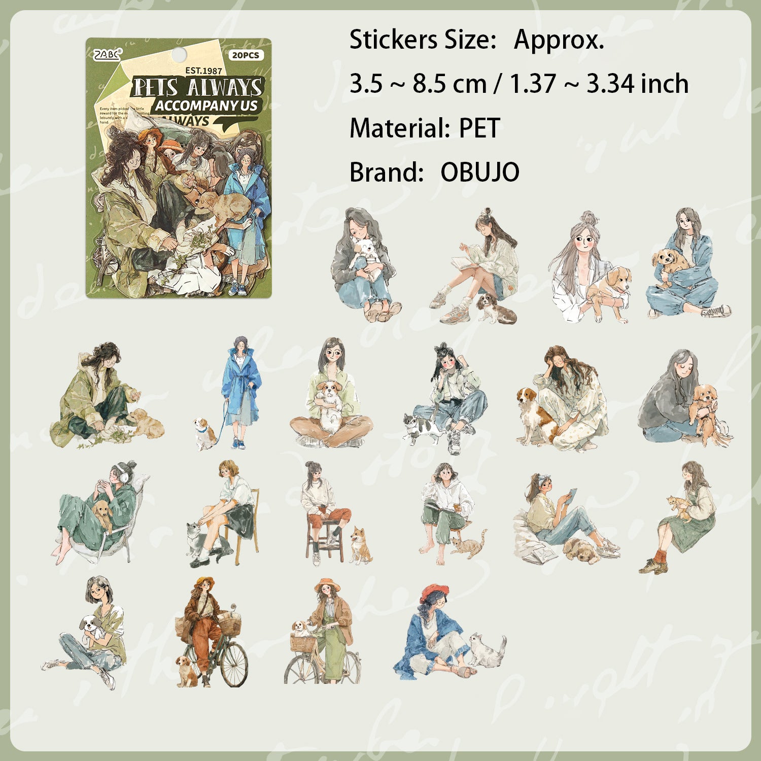 20 Pcs Cozy Girl Life PET Stickers SSSH