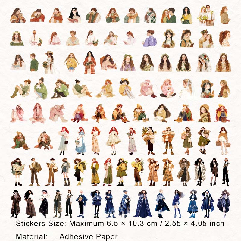 100 Pcs Fashion Girl PET Stickers FDYLM