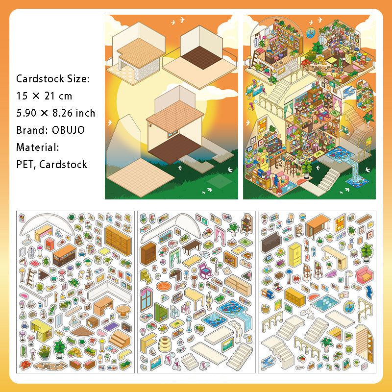3D Shop Scene DIY PET Stickers JRYY