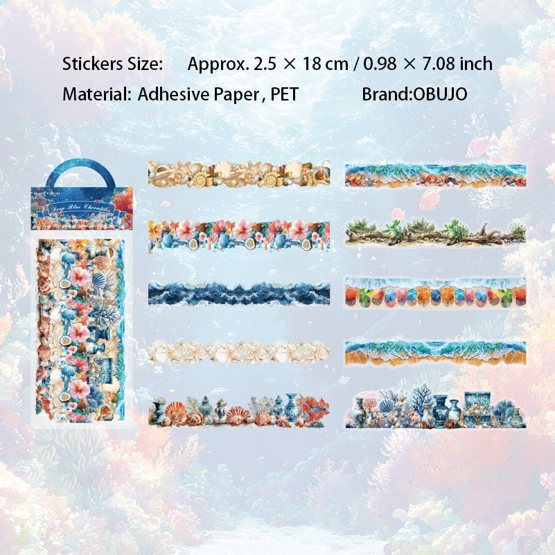10 Pcs natural Landscape Undersea Stickers ZRBWG