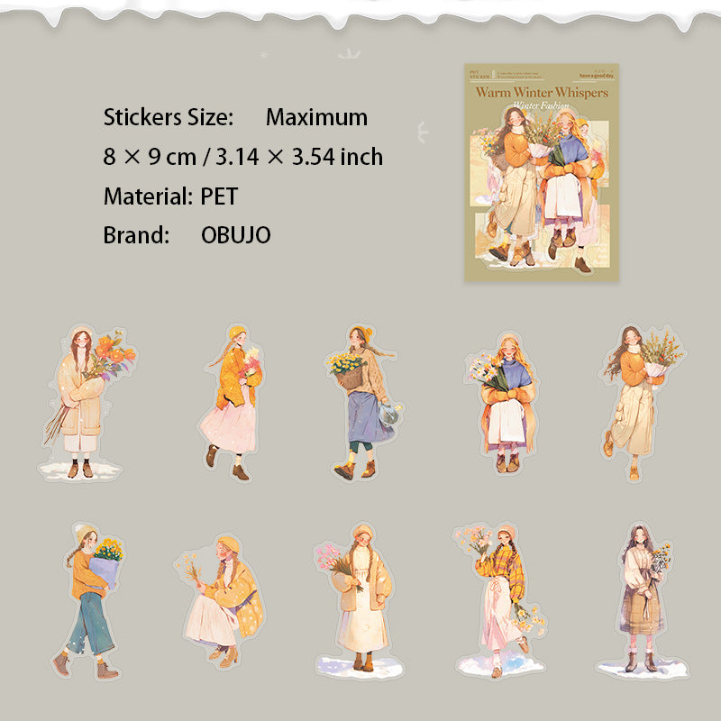 20 Pcs Winter Girl PET Stickers NDXY