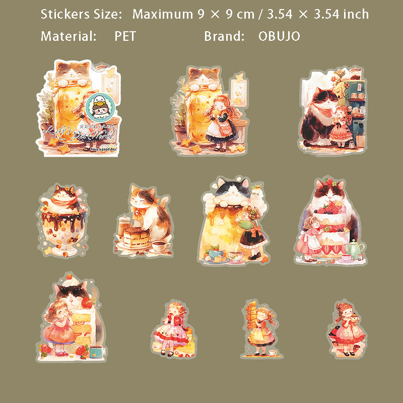 10 Pcs Cartoon Pet and Litterle Girl PET Stickers  ACDSJ