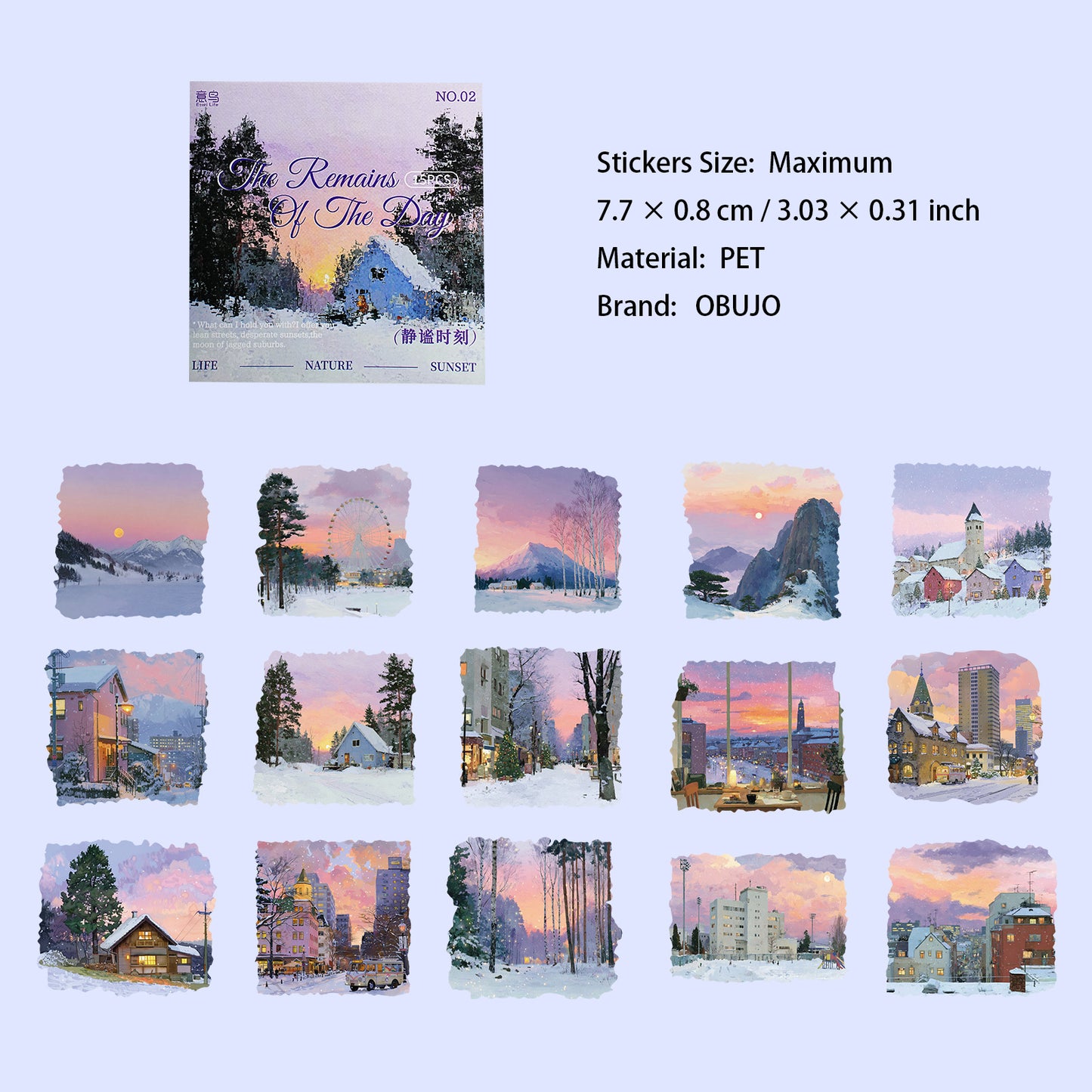 15 Pcs Sunset Landscape PET Stickers CRJJ