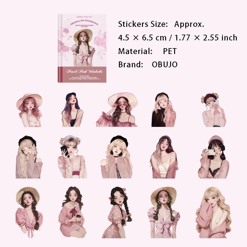 30 Pcs Fahsion Girl PET Stickers JRSD