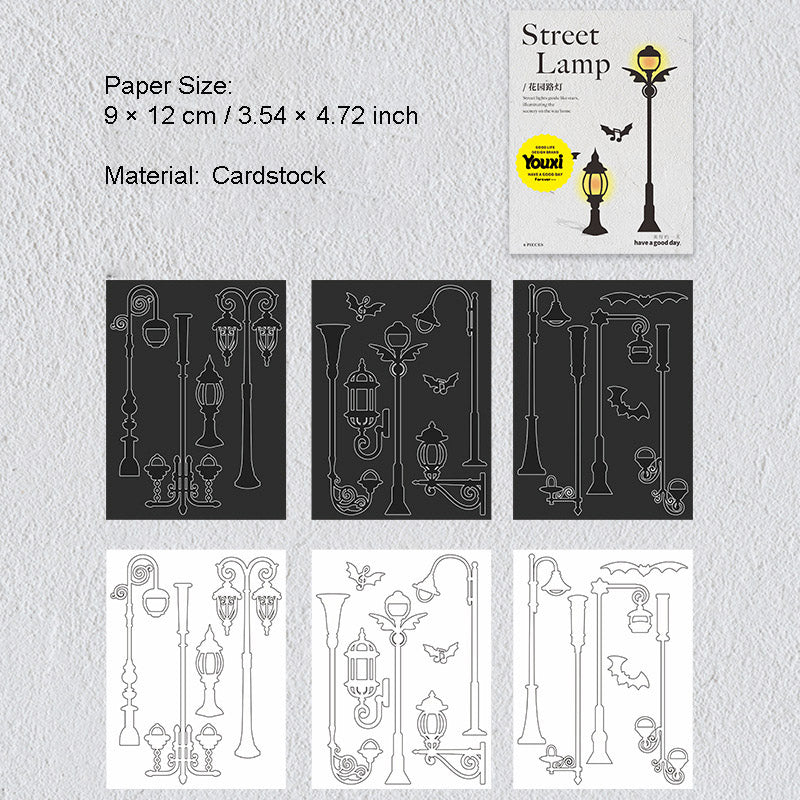 4 Pcs Street Lights Theme Cutout Paper LDXL