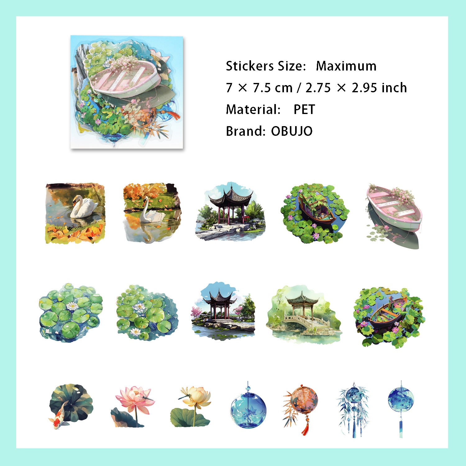 17 Pcs Garden Landscape PET Stickers YHYSJ