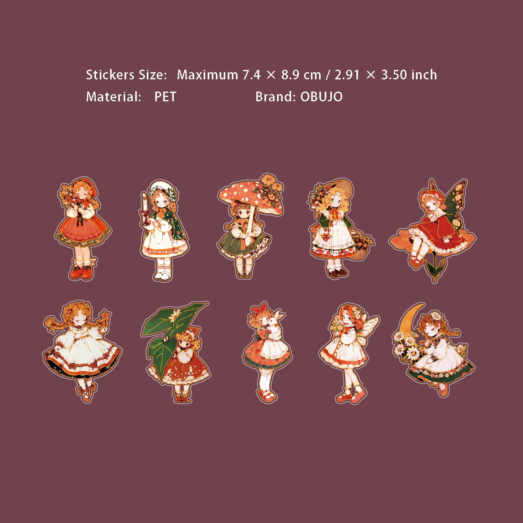 10 Pcs Fairy Girl PET Stickers THJC