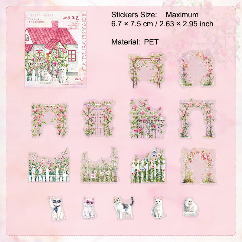 30 Pcs Garden Cat PET Stickers HYLDM