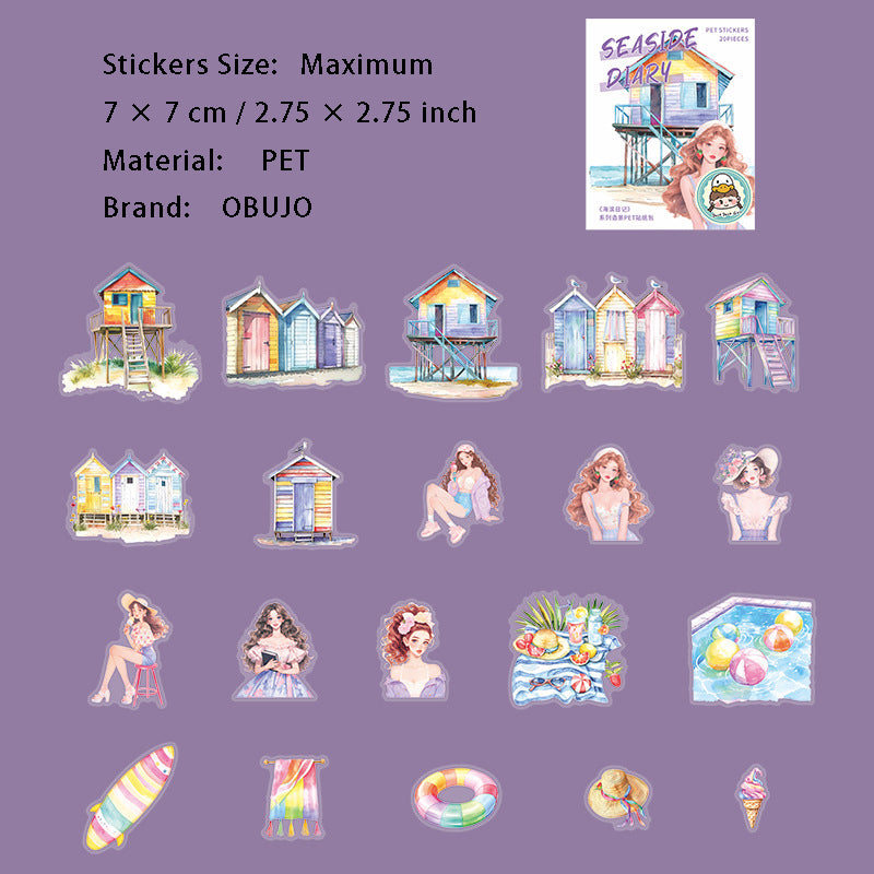 20 Pcs Summer Beach PET Stickers HBRJ