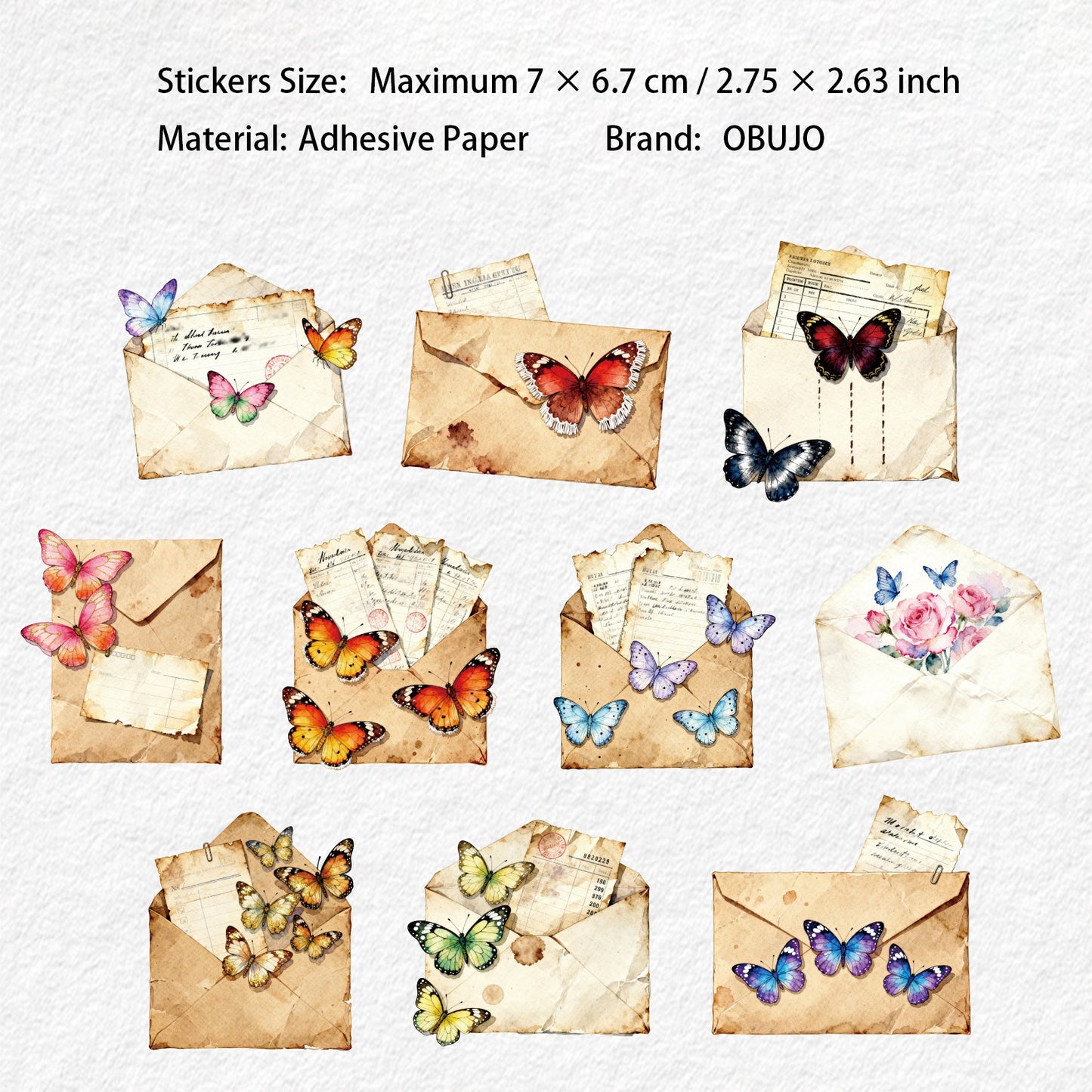 10 Pcs Envelope Themed Stickers YFLX