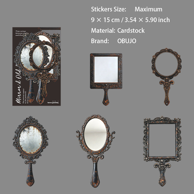 10 Pcs Vintage Mirror Jthemed Cardstock Stickers JMXL