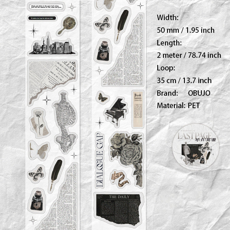 1 Roll Vintage Junk Journal Stickers Tape PTWY