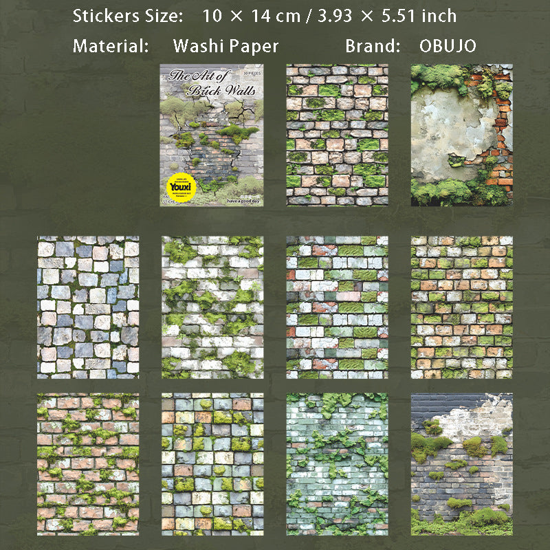 10 Pcs Wall Art Washi Stickers ZQYS