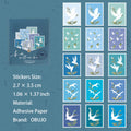 15 Pcs Pigeon Flower Post Stamp Stickers LXXL