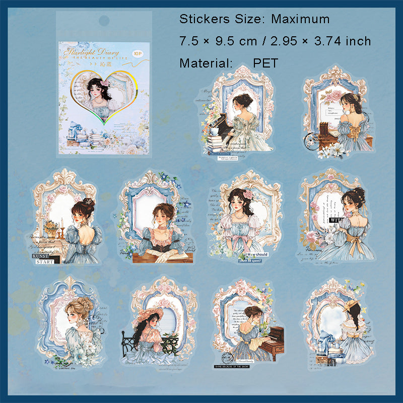 10 Pcs Mirror Girl PET Stickers TDXGRJ