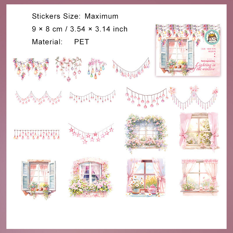 16 Pcs Light and Window PET Stickers DLYSC