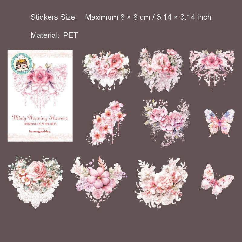 10 Pcs Lace Flower PET Stickers MLZH