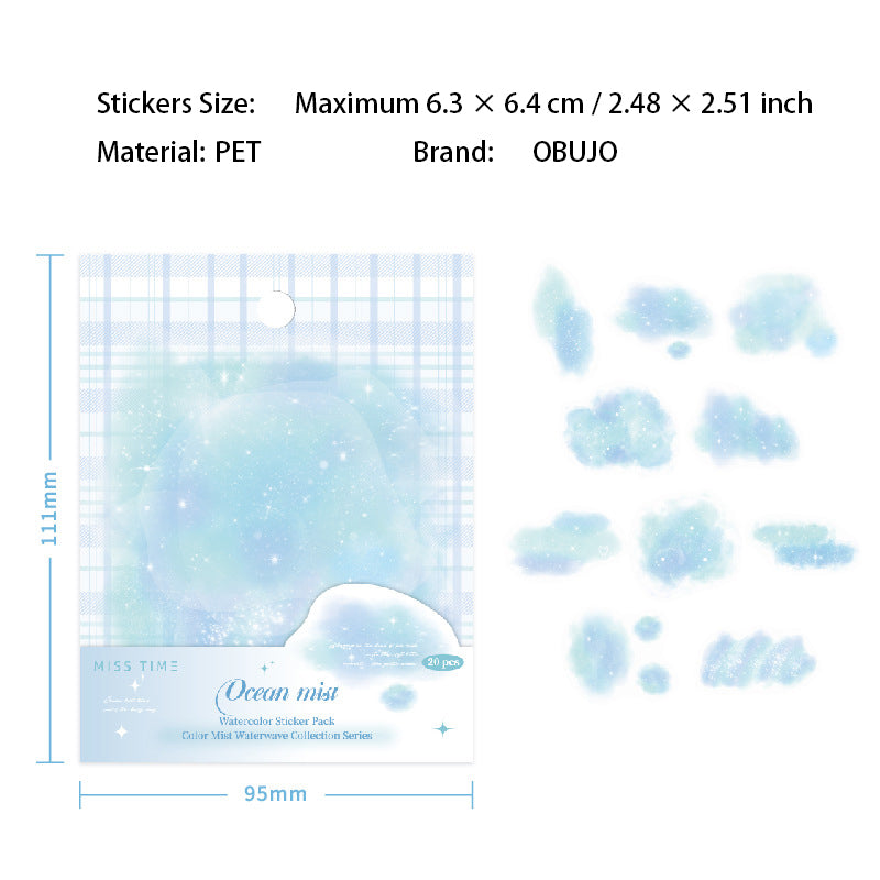 20 Pcs Watercolor Themed PET Stickers CWSY