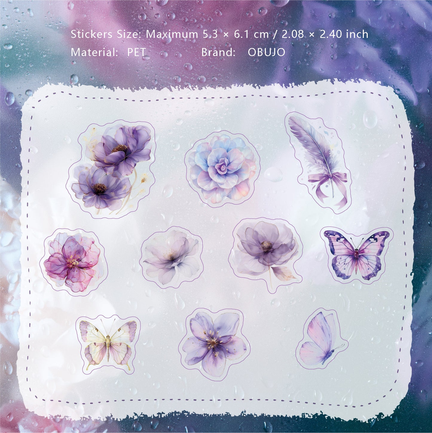 20 Pcs Watercolor Flower PET Stickers LLBXL