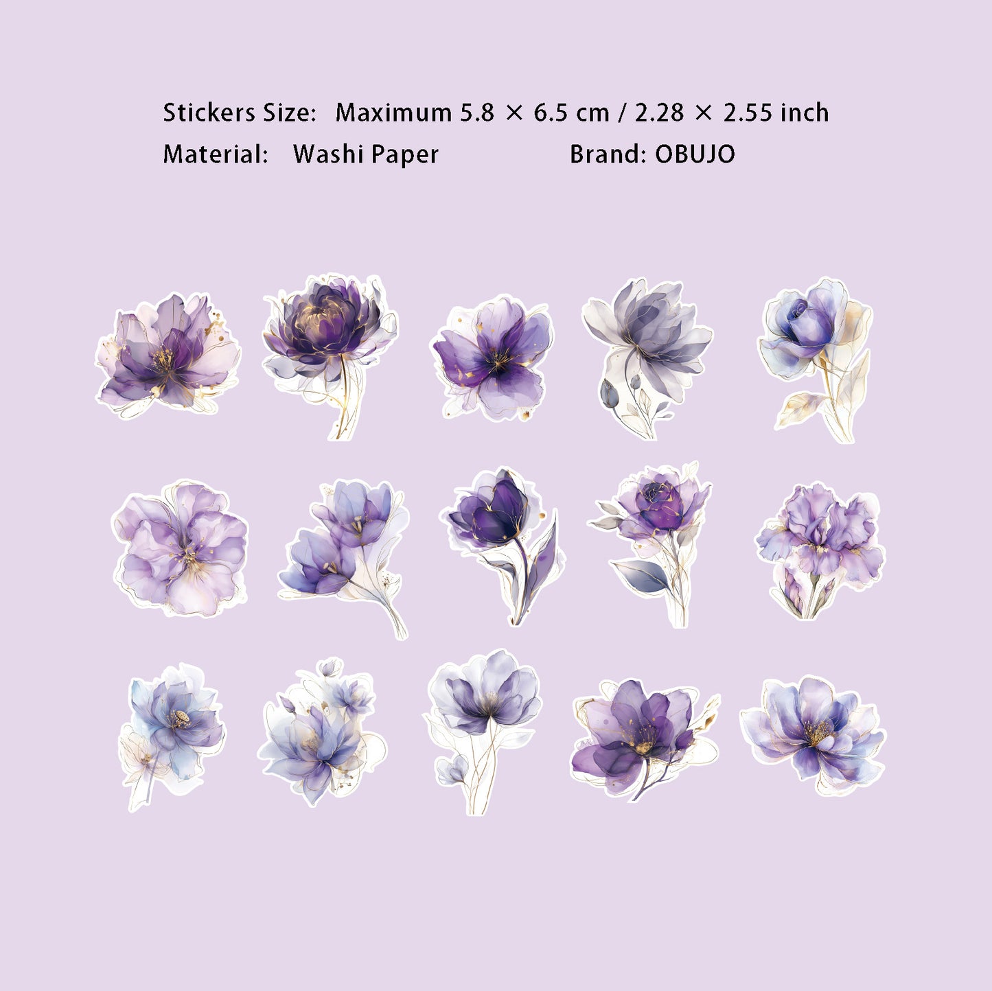 30 Pcs Gold Foil Flower Washi Stickers FHLJ