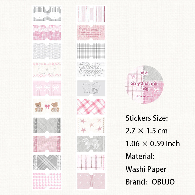 1 Roll Fabric Grid Washi Stickers Tape SZBB