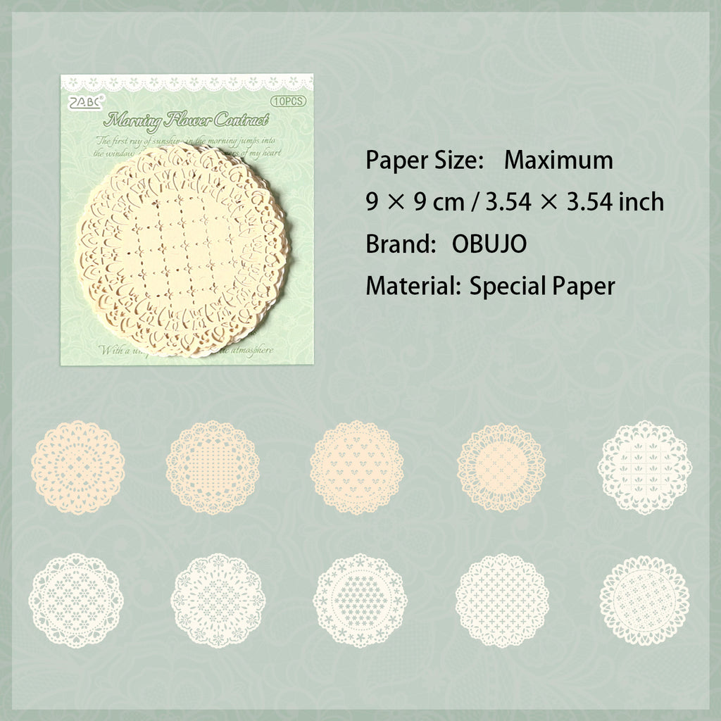 10 Pcs Hollow Cutout Lace Journal Paper GLXX