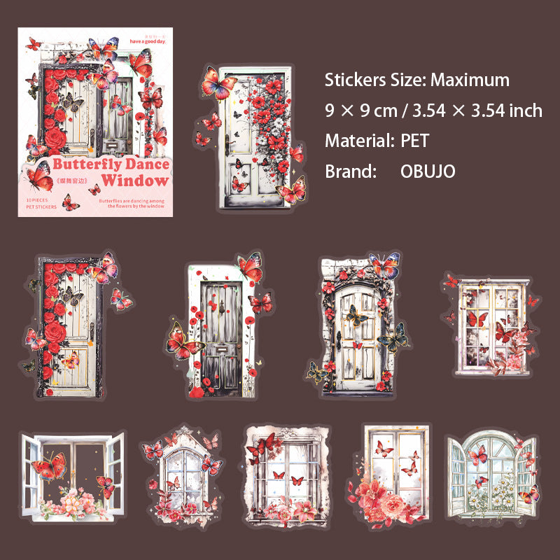10 Pcs Butterfly Door Window PET Stickers DWCB
