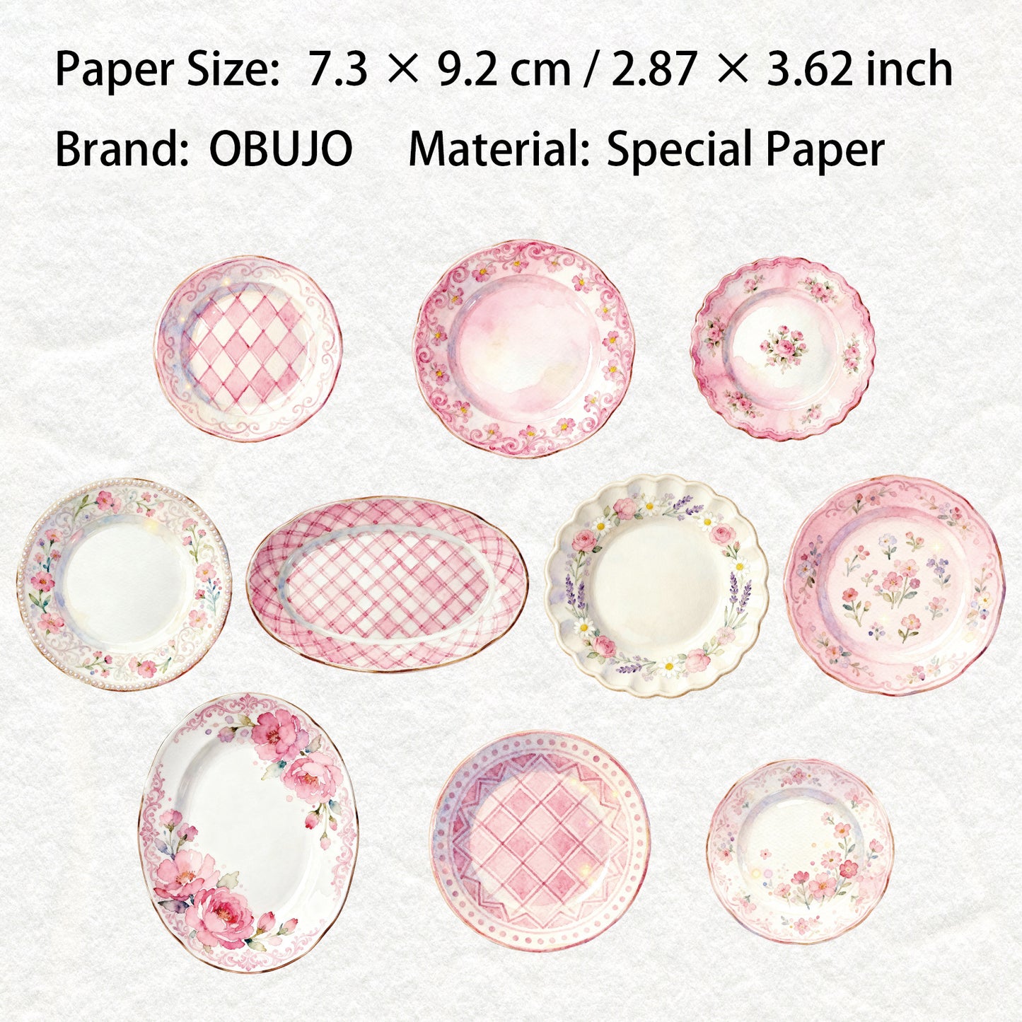 10 Pcs Floral Plate Themed Journal Paper CMJX