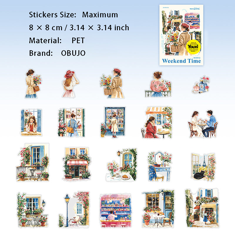 20 Pcs Weekend Daily PET Stickers ZMSG