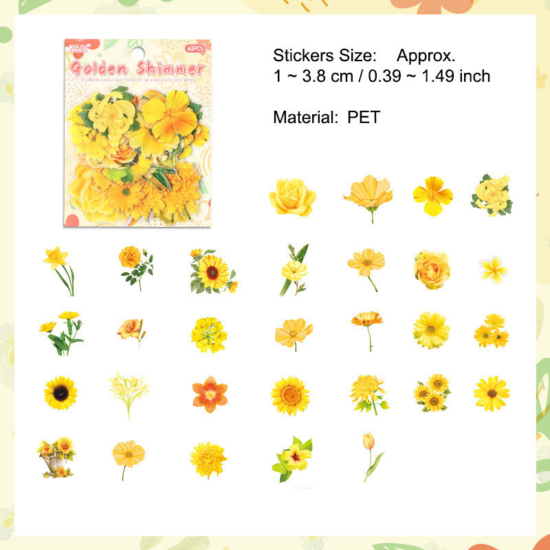60 Pcs Leaf Flower PET Stickers YRHY