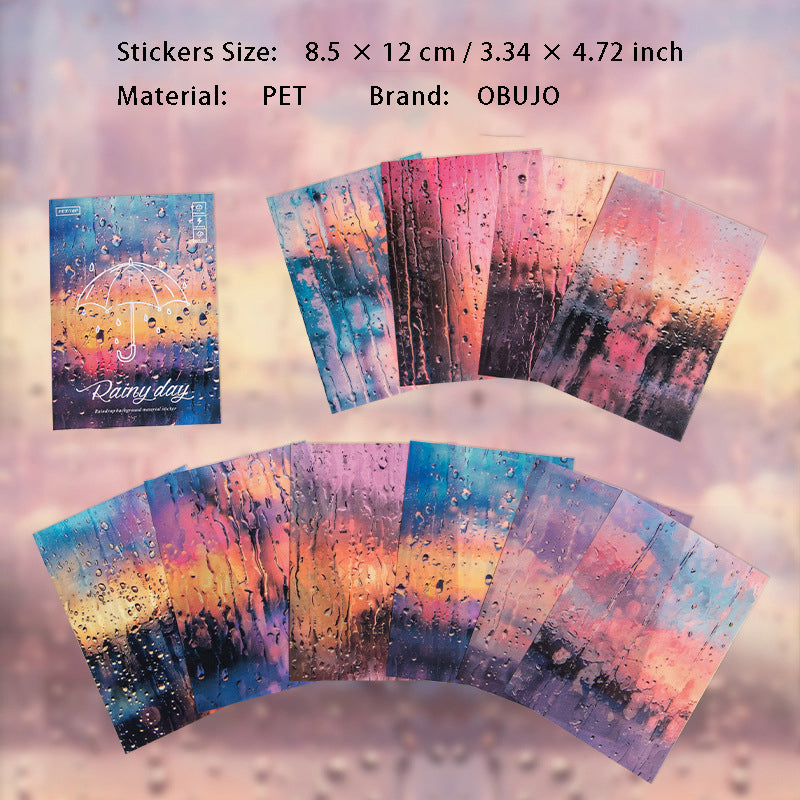 10 Pcs Rainy Season PET Stickers YJSG
