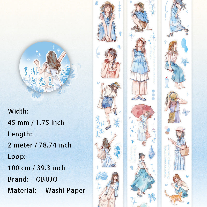 1 Roll Girl Theme Washi Stickers Tape SJHY