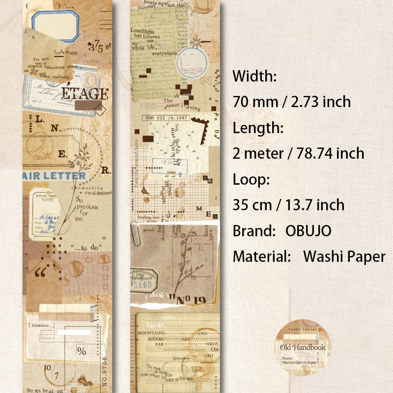 1 Roll Vintage Psalm Manuscript Washi Tape ZJSG