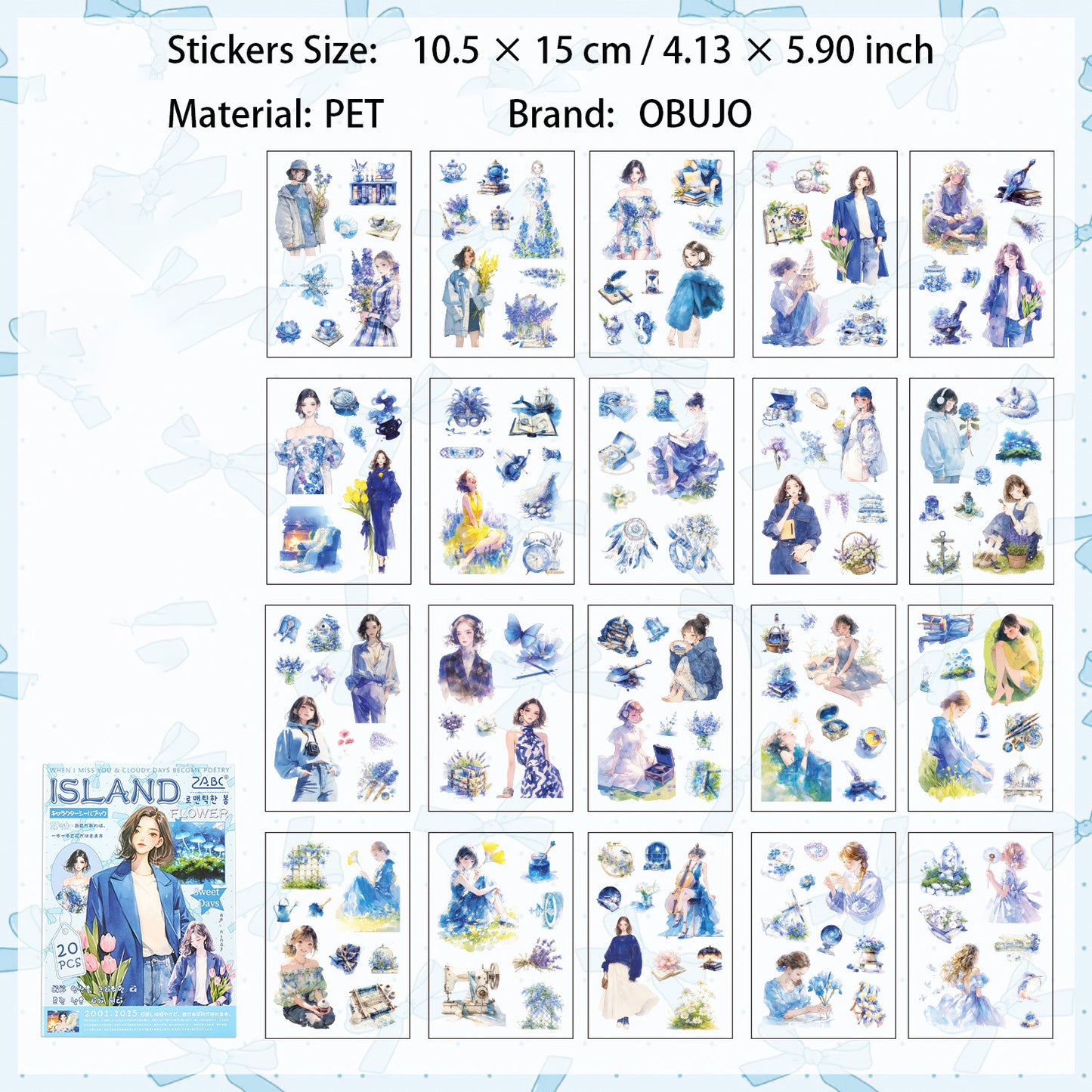 20 Pcs Floral Girl Stickers Book YRRH