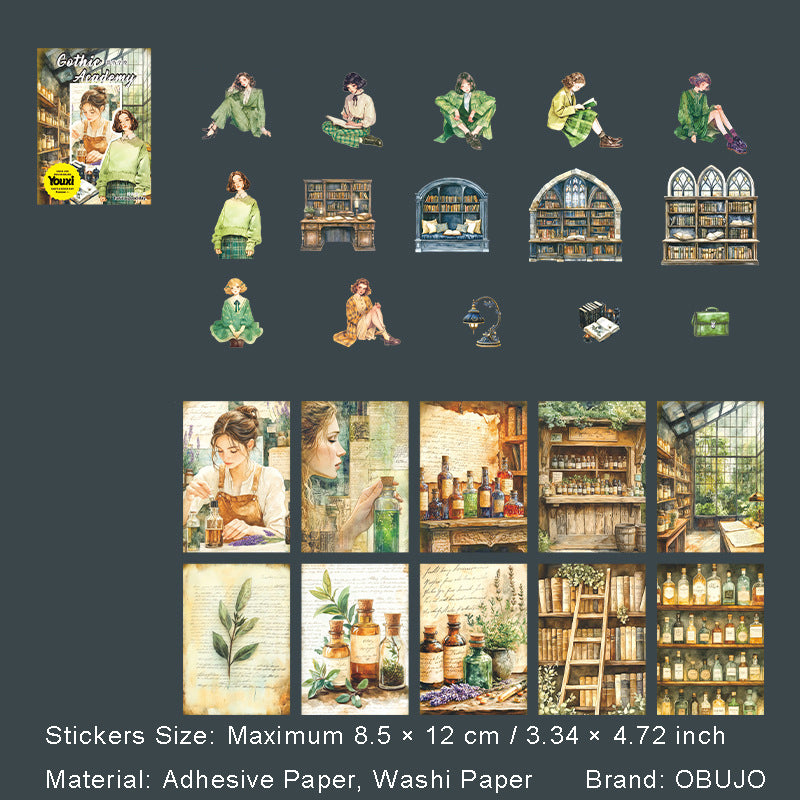 15 Pcs Dark Acadamy Journal Stickers GTXY