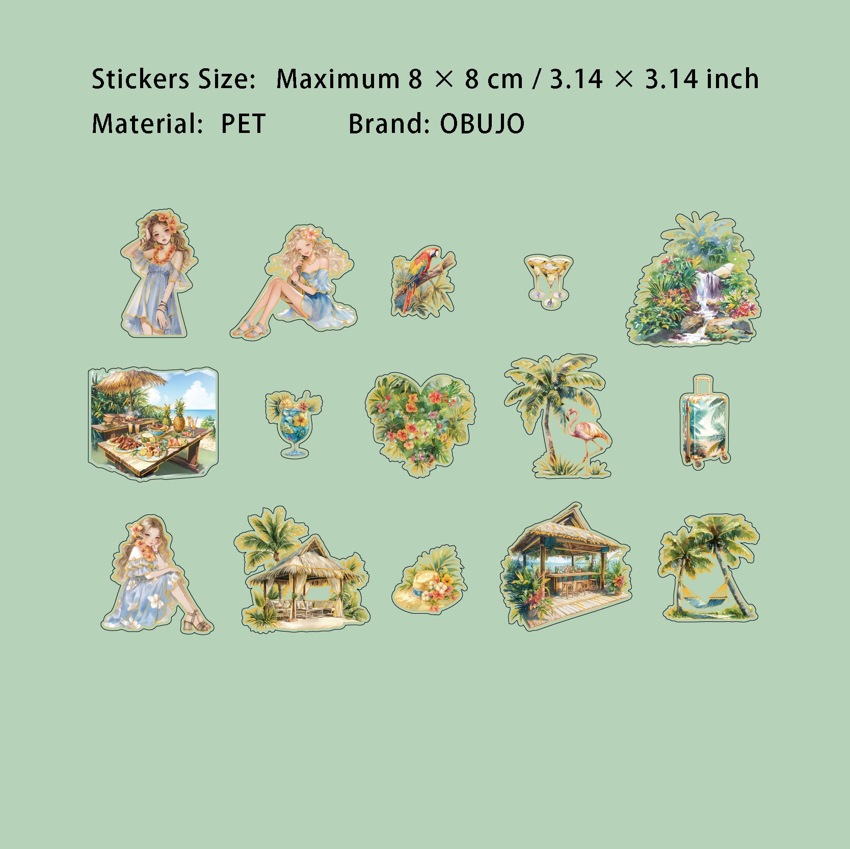 30 Pcs Summer Travel PET Stickers XRZL