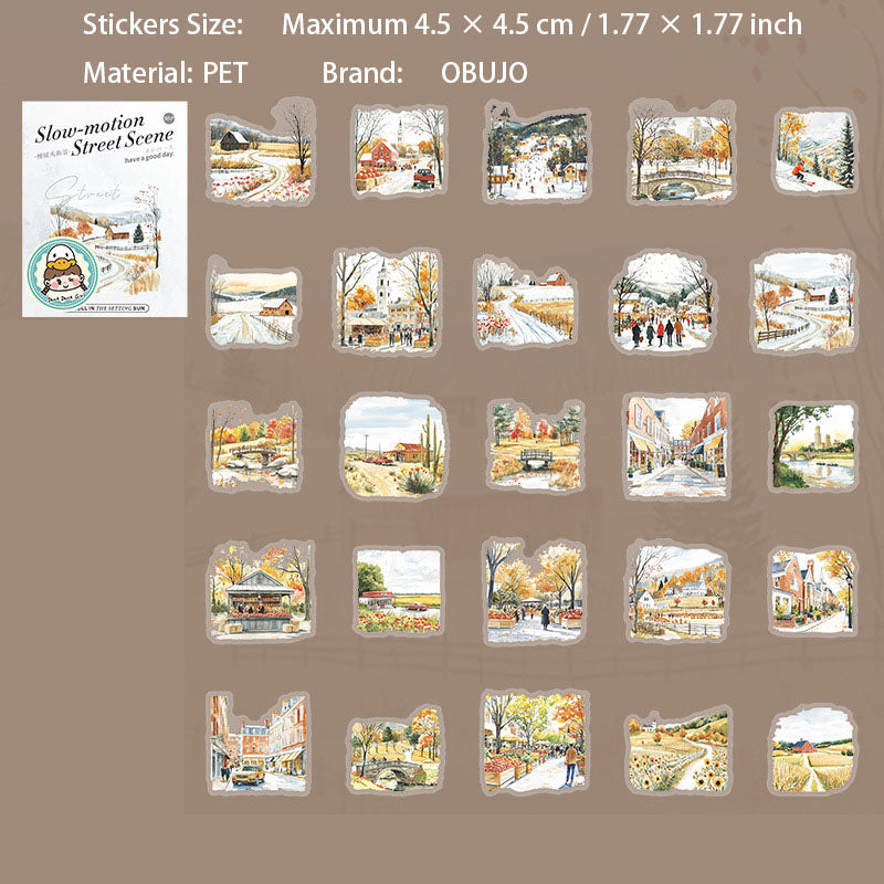 50 Pcs Seasonal Landscape PET Stickeres MJTJJ