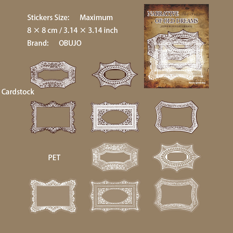 20 Pcs Vintage PET and Cardstock Stickers JMXS