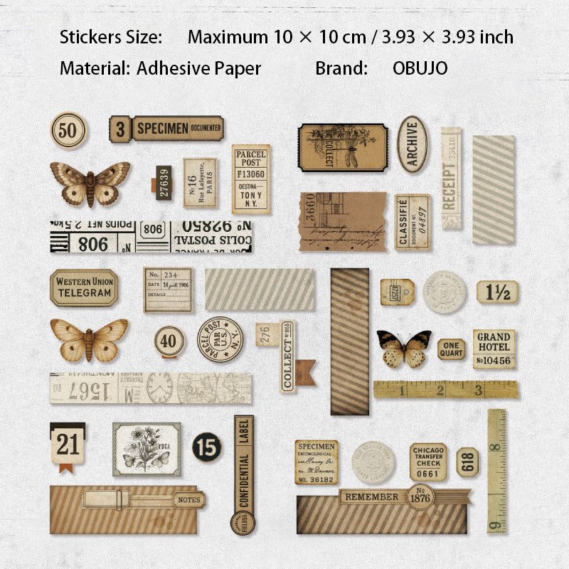 40 Pcs Vintage Junk Journal Stickers PTCLS