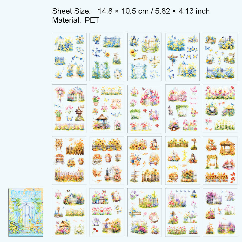 20 Pcs Garden Theme PET Stickers Book LLWS
