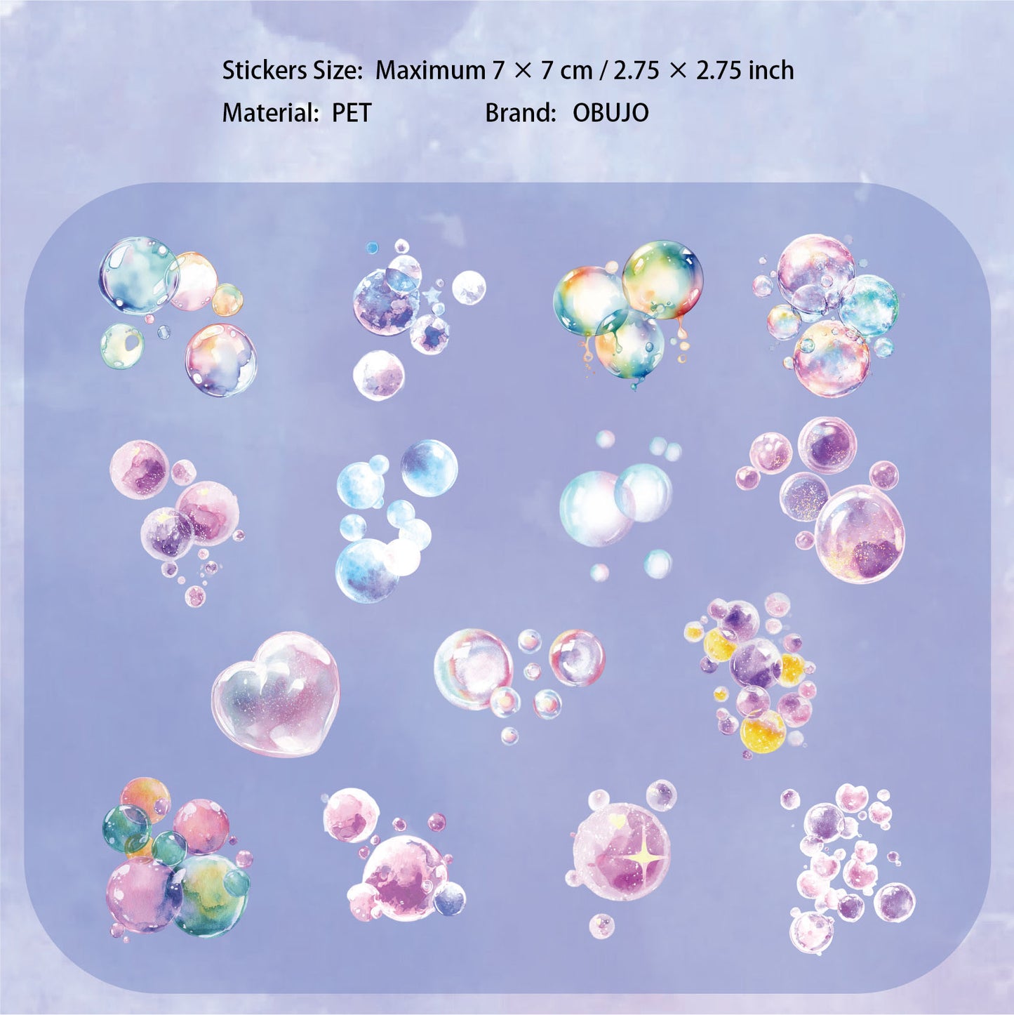 15 Pcs Bubble PET Stickers MPQJ