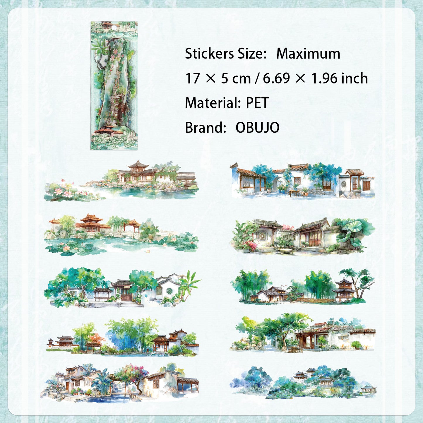 10 Pcs Seasonal Watercolor Landscape PET Stickers SSXT