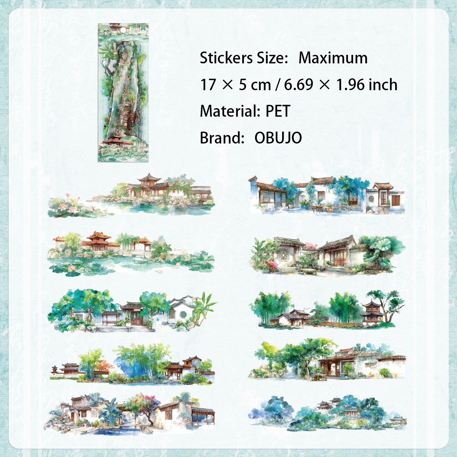 10 Pcs Seasonal Watercolor Landscape PET Stickers SSXT