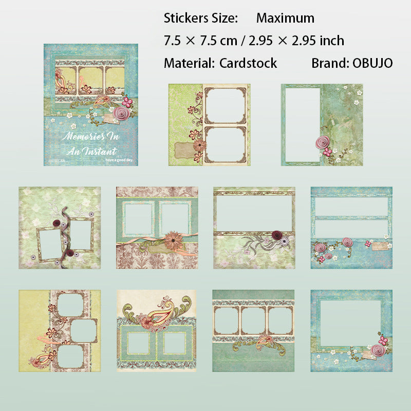 10 Pcs Vintage Frame Cardstock Stickers JYSJ